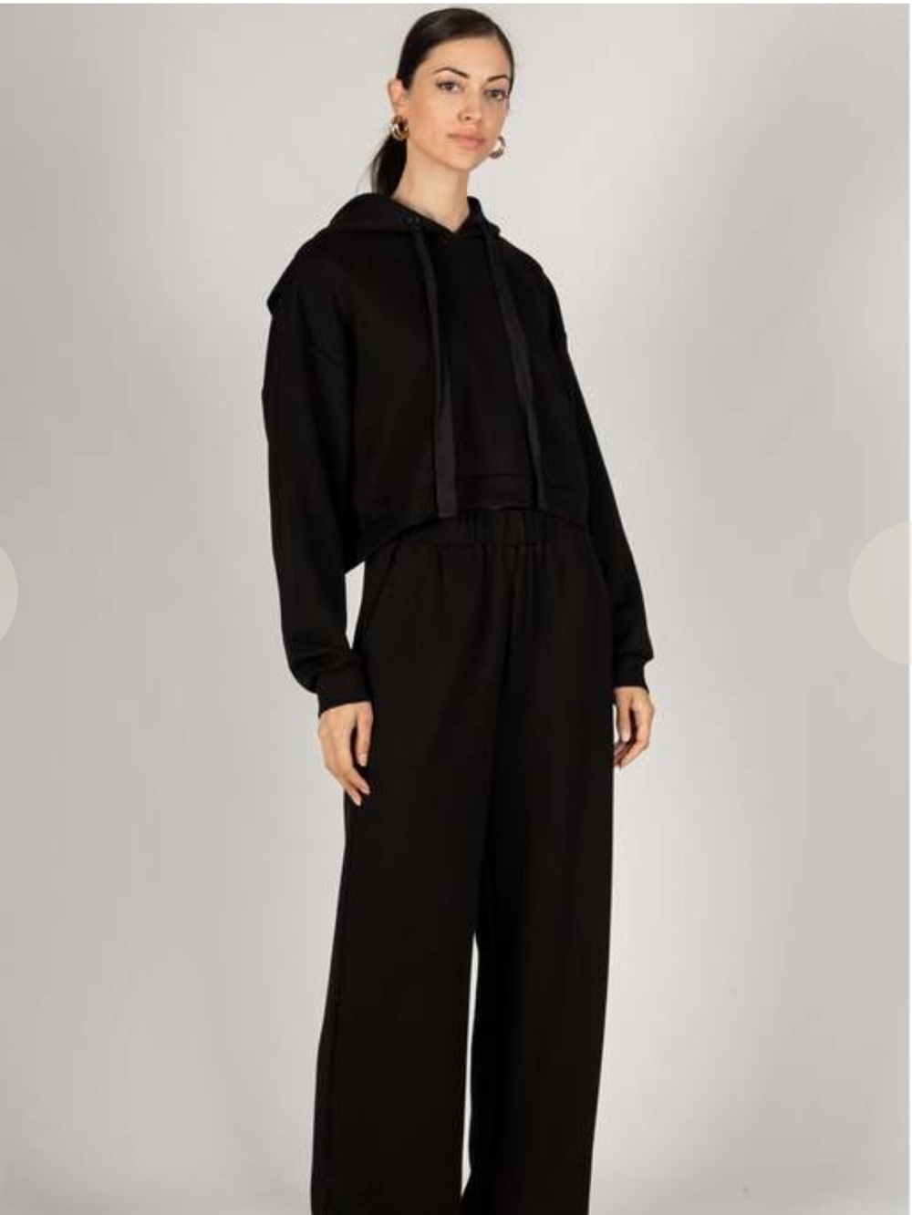 P.CILL ankle length knit pant in CLAYTON SCUBA MODAL WIDE LEG PANTS - BLACK XS